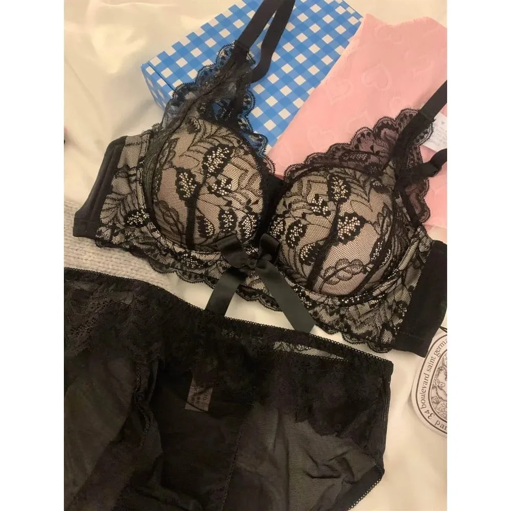 Žhavá prodejná bezdrátová krajková podprsenka Ženy Malé poprsí Silné vycpávky Push Up Lift Anti Sage Boční podpora Sexy spodní prádlo 32‑38 AB — image 5