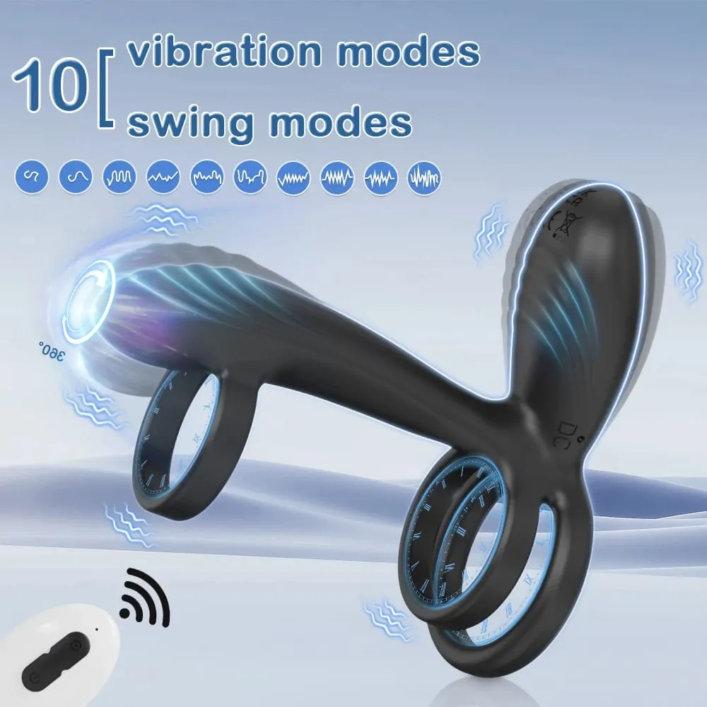 Anel peniano com controle remoto, brinquedo sexual para homens, tempo de atraso, massageador de próstata, rotação 360 °, torção, anéis penianos vibratórios, 18 + — image 2