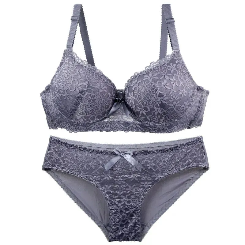 2027 Bagong Sexy Floral Bras Set 34/75 36/80 38/85 40/90 42/95 44/100 BC Cup Underwear Push Up Bow Lingerie