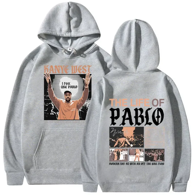 Rapper Kanye West Impressão gráfica Hoodies A VIDA DE PABLO Moletom Com Capuz Homens Mulheres Hip Hop Moda Vintage Oversized Moletons — image 7
