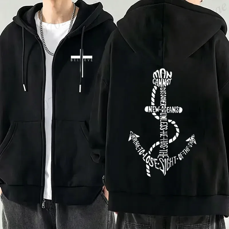 New Fashion Zipper Hoodies Christ Jesus Cross Print Men Hoodies Sweatshirts Fleece Hip Hop Street Hoodie Zip Up Sweatshirts Top — image 6