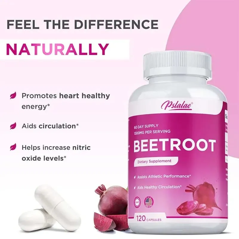 Capsules de racine de betterave – Favorise la santé cardiaque, stimule l'énergie naturelle, améliore l'endurance et maintient une tension artérielle normale. — image 4