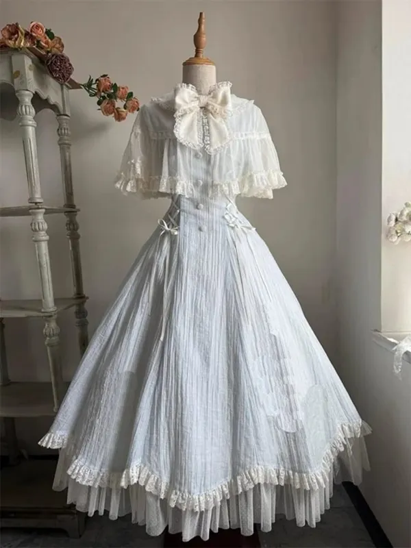 French Elegant Sweet Lolita Dress Women Bow Lace Patchwork Princess Party Dresses Bagong Slim Fashion Hepburn na Damit Tag-init 2025