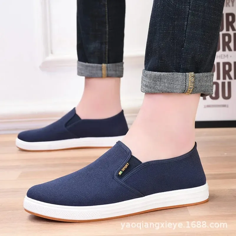 Sepatu Kanvas Pria Sepatu Flat Ringan Vulkanis Slip-On Kasual, Pengiriman Gratis Terjangkau — image 3
