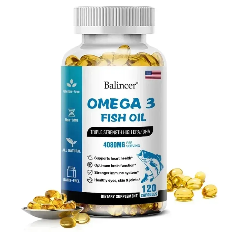 Balincer Wild Caught Omega 3 Fish Oil Softgels- Triple Strength High EPA 1200mg DHA 900mg Non-GMO Gluten Free Dietary Supplement — image 8