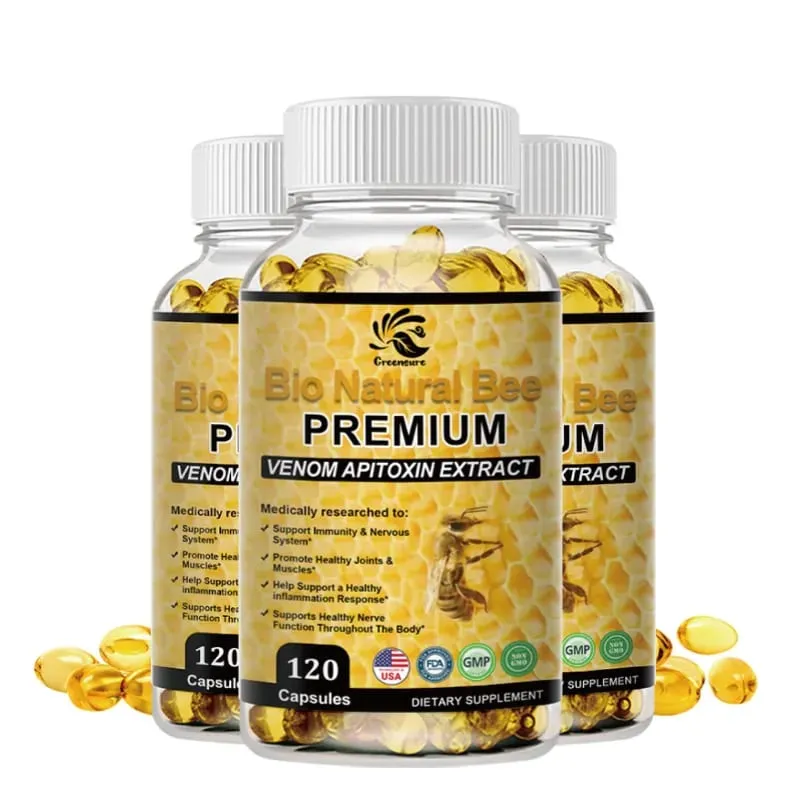 Greensure Natural BEE Venom Capsule pour l'immunité et l'antioxydation - 60/120 Capsules - Sans OGM