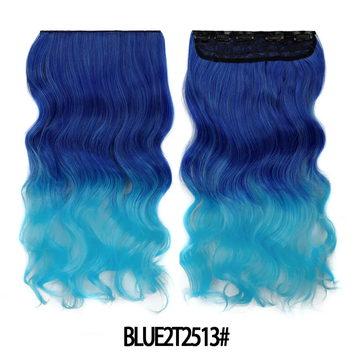 Jeedou uma peça 5 clipes ondulado ombre clipe em extensões de cabelo longo onda de água cabelo encaracolado sintético pedaço arco-íris colorido cabelo — image 27
