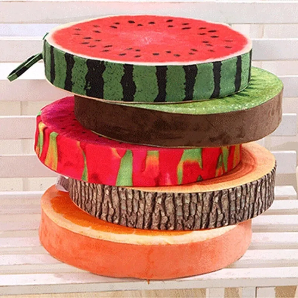 Creative Round Fruit Pillow Fruit Slice Print Simulation Throw Pillow Stuffed Inner Plush Fabric Plush Pillow Office Rest — image 6