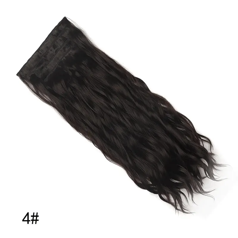 4PCS/Set Clip-in Hair Extensions 20inches Long Water Wavy Synthetic Hair Extensions Thick Hairpieces Fake Hair for Women Girls