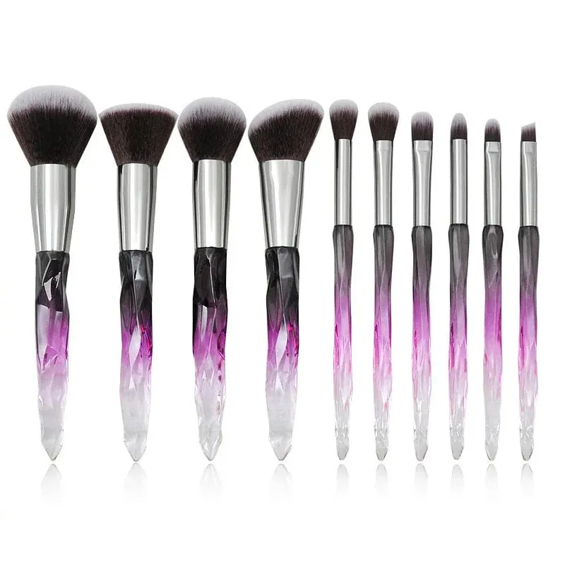 Purple Crystal Handle Makeup Brush Set Soft Synthetic Hair Foundation Blush Eye Shadow Cosmetic Brushes Kit — image 9
