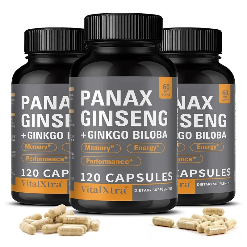 Panax Ginseng + Ginkgo Biloba 120 Vegan Capsules Supports Heart Health and Muscle Function Athletic Performance — image 11