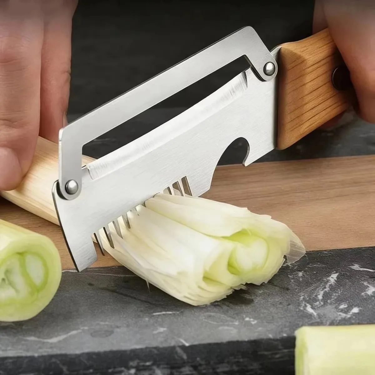 2PC Set Stainless Steel Multifunctional Kitchen Slicer Sharp Cutting Tool For Home Green Onion Cabbage Shredder Vegetable Peeler — image 6