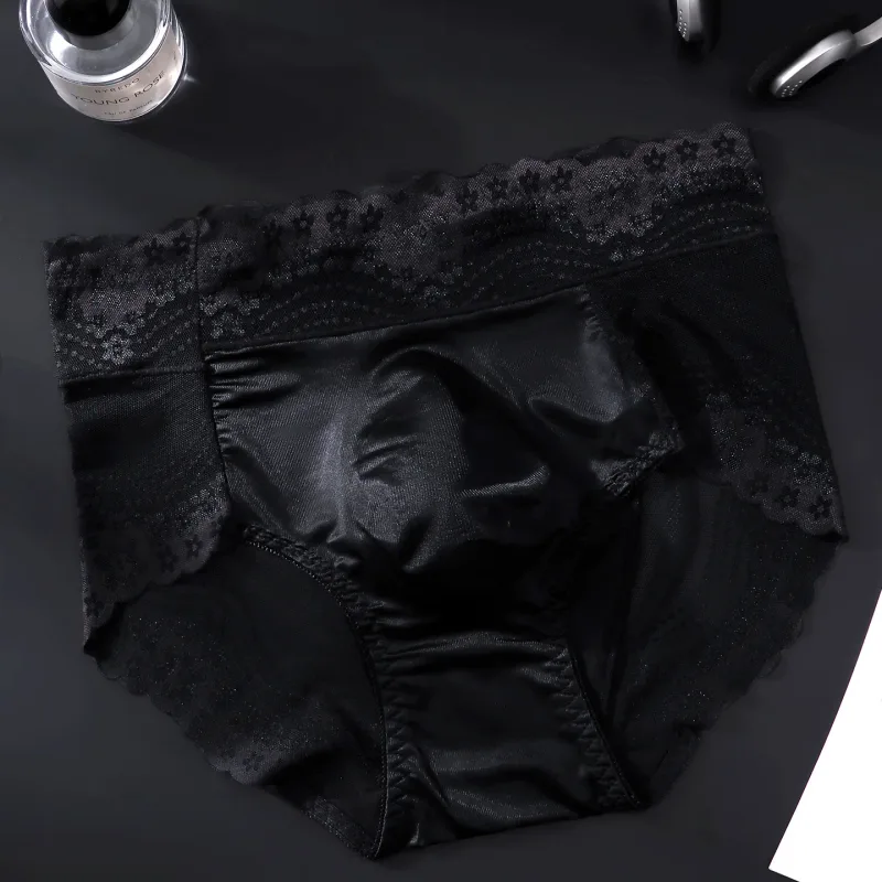 Flower Lace Mesh Hollow Out Sexy Men's Underwear Ice Silk Breathable Seamless Manipis na Triangle na Pantalon Malambot Traceless Panlalaki Briefs — image 17