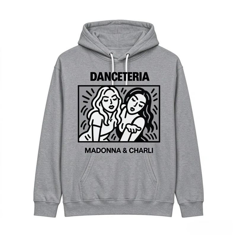2026 Madonna Charli XCX Danceteria Hoodie Linha Arte Impressão Gráfica Unissex Pulôver Com Capuz Moletom Pop Music Fan Casual Tops — image 2