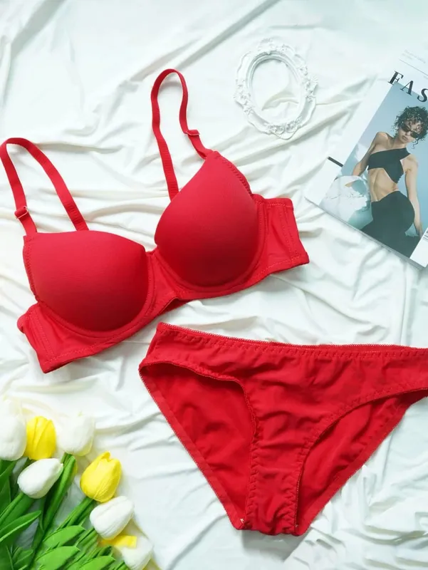 Conjunto de lingerie com arame sólido, roupa íntima, conjunto de calcinha feminina, sutiã push up com anel de aço, roupa íntima, terno — image 8