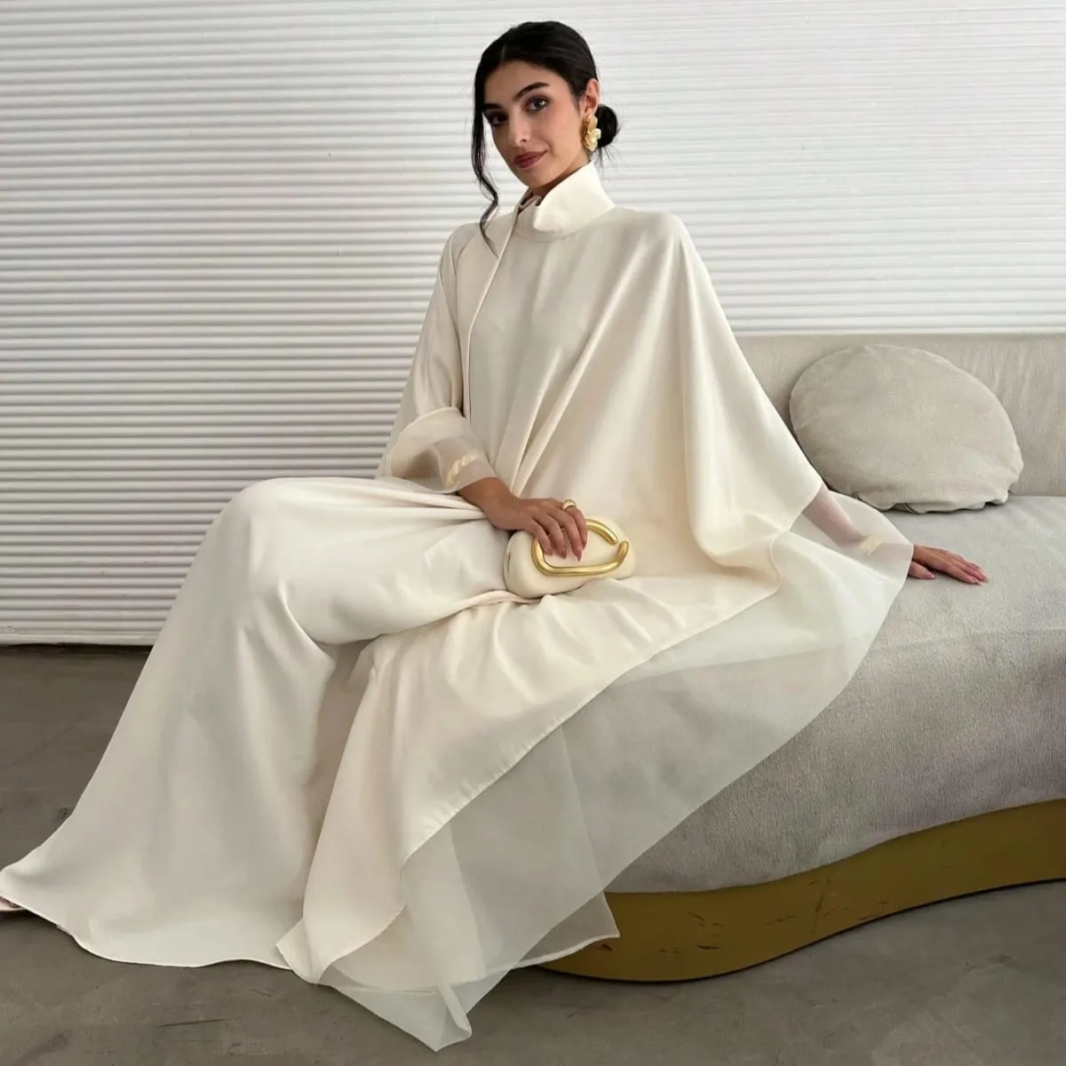 Mellanöstern Abaya Kvinnor Elegant Abayas Helärmad Lös festklänning Kväll Kaftans JilbabsIslamiska traditionella kläder — image 2