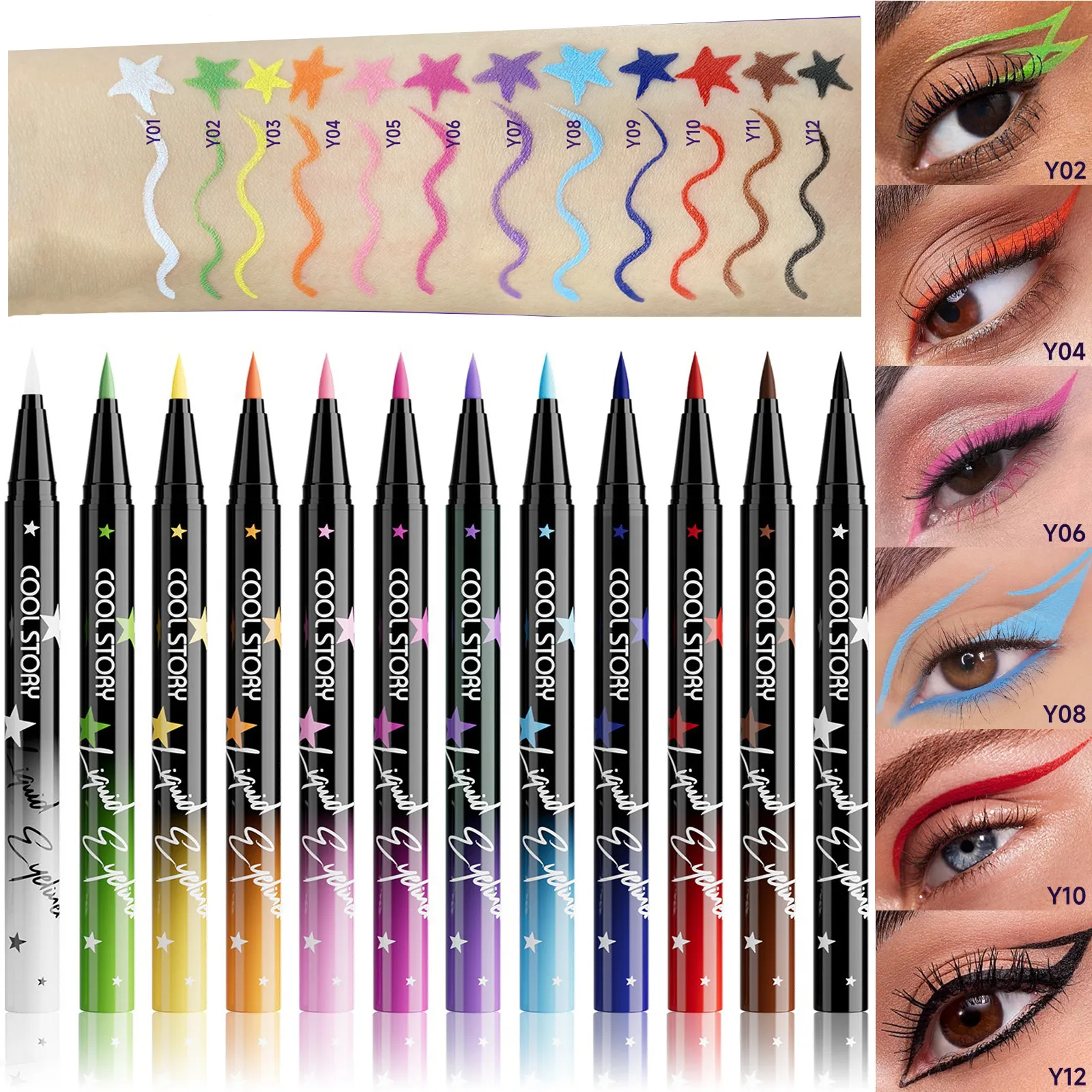 Red White Black Waterproof Eyeliner Pencil Untra-fine Liquid Eye Liner Pen Quick Dry Long Lasting Non Smudge Makeup Cosmetics — image 3