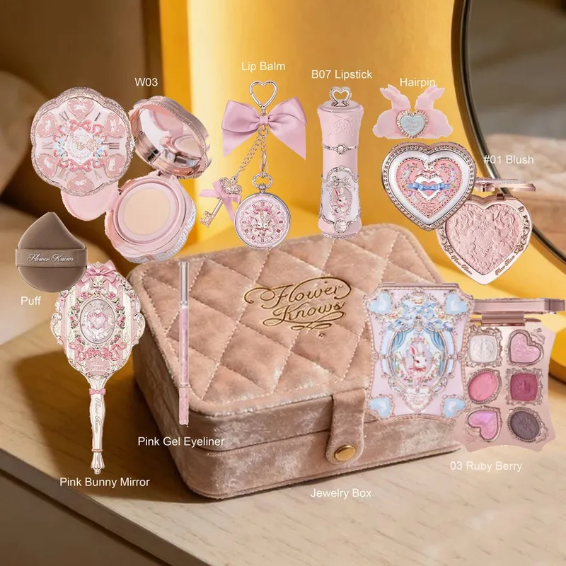 Šperky Flower Know Shell Vše v jednom Dárková sada Makeupová sada Kompletní profesionální zapečená tvářenka na oční stíny 10ks Sady Flowerknows — image 8