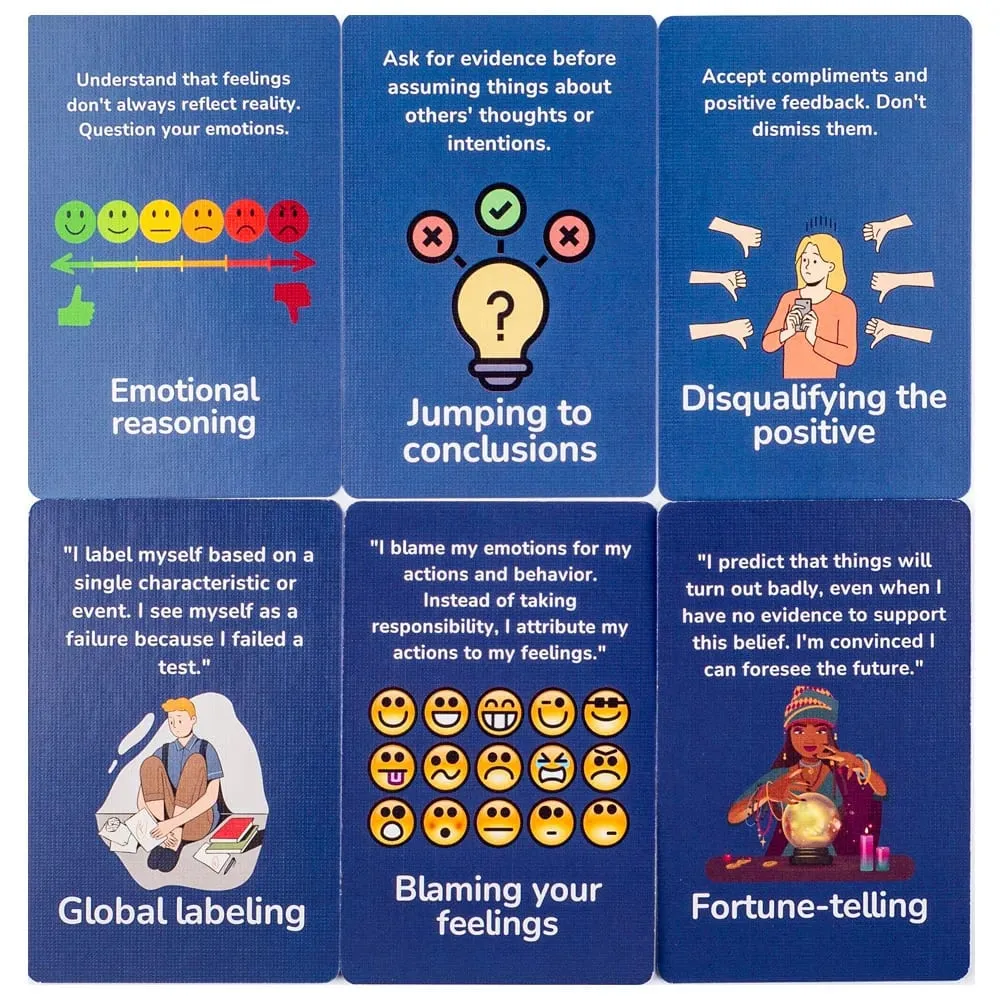 50pcs Mental Wellness Flashcards Game Cognitive Distortion Thinking Traps Coping Skills Emotional Regulation Board Game — image 6