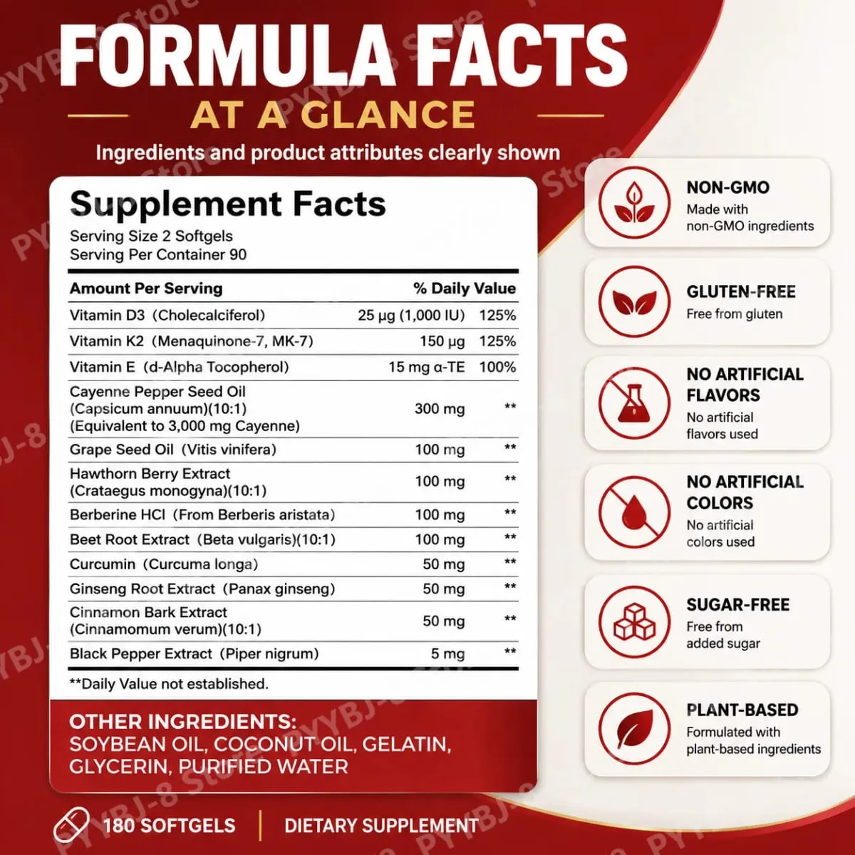 Cayennepeppar softgels med chilipepparfröolja berberin och vitamin E stöder normal matsmältningsetabolism och immunhälsa — image 3