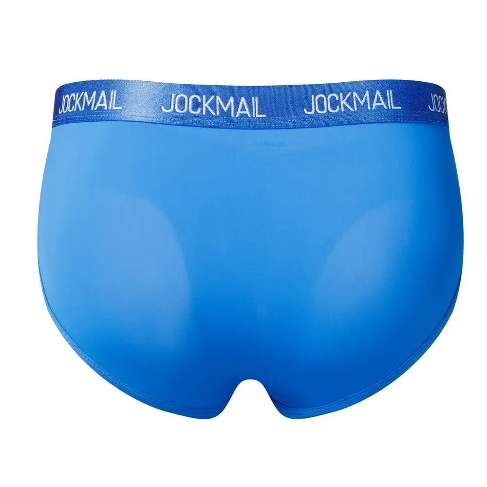 Jockmail Intimo da uomo Vita bassa Lettera sexy Sport traspirante Estate Slip in seta di ghiaccio Borsa grande in nylon Tinta unita Mutandine da uomo — image 28