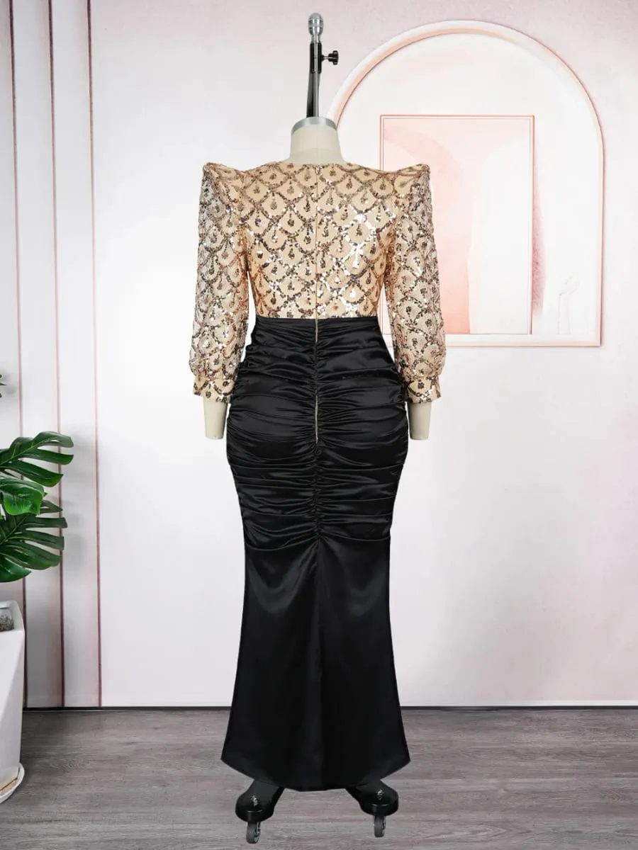 Elegant Women Luxury Party Dresses Dashiki Sequins Bodycon Robe Wedding Prom Birthday Evening Dress 2026 Spring Africa Damit — image 5