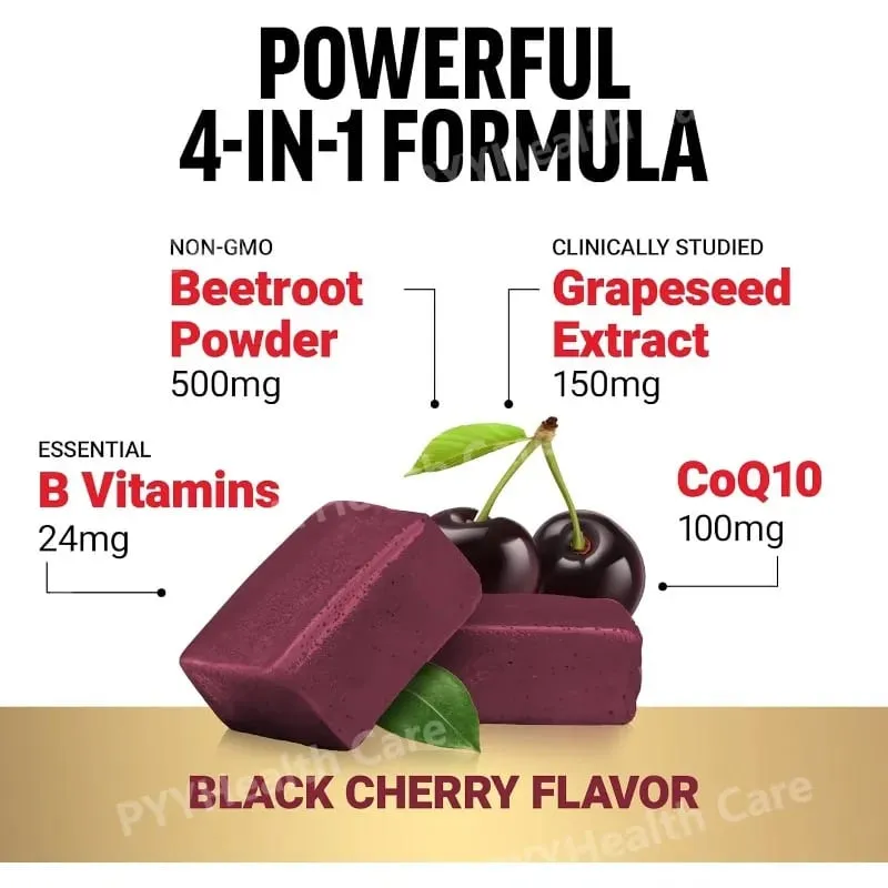 Beetroot Gummies with CoQ10 B Vitamins Grape Seed Extract Plant-Based Soft Chews Daily Energy Supplement — image 5