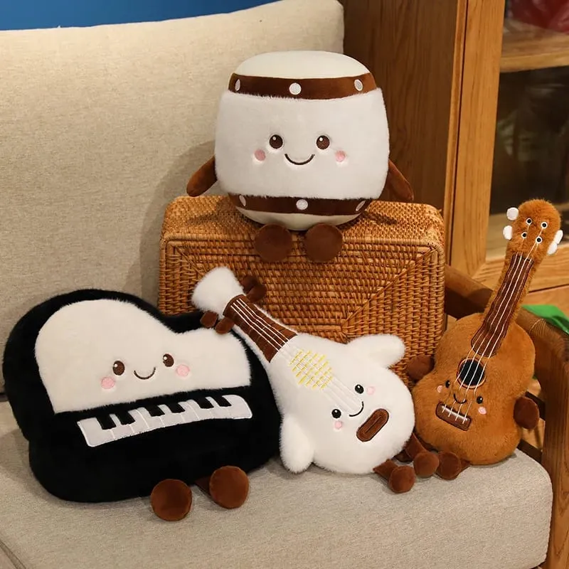New Musical Instrument Doll Piano Pipa Pillow Cushion Brown Guitar Drum Plush Toy Cute Kawaii Birthday Gift Children Home Decor — image 7