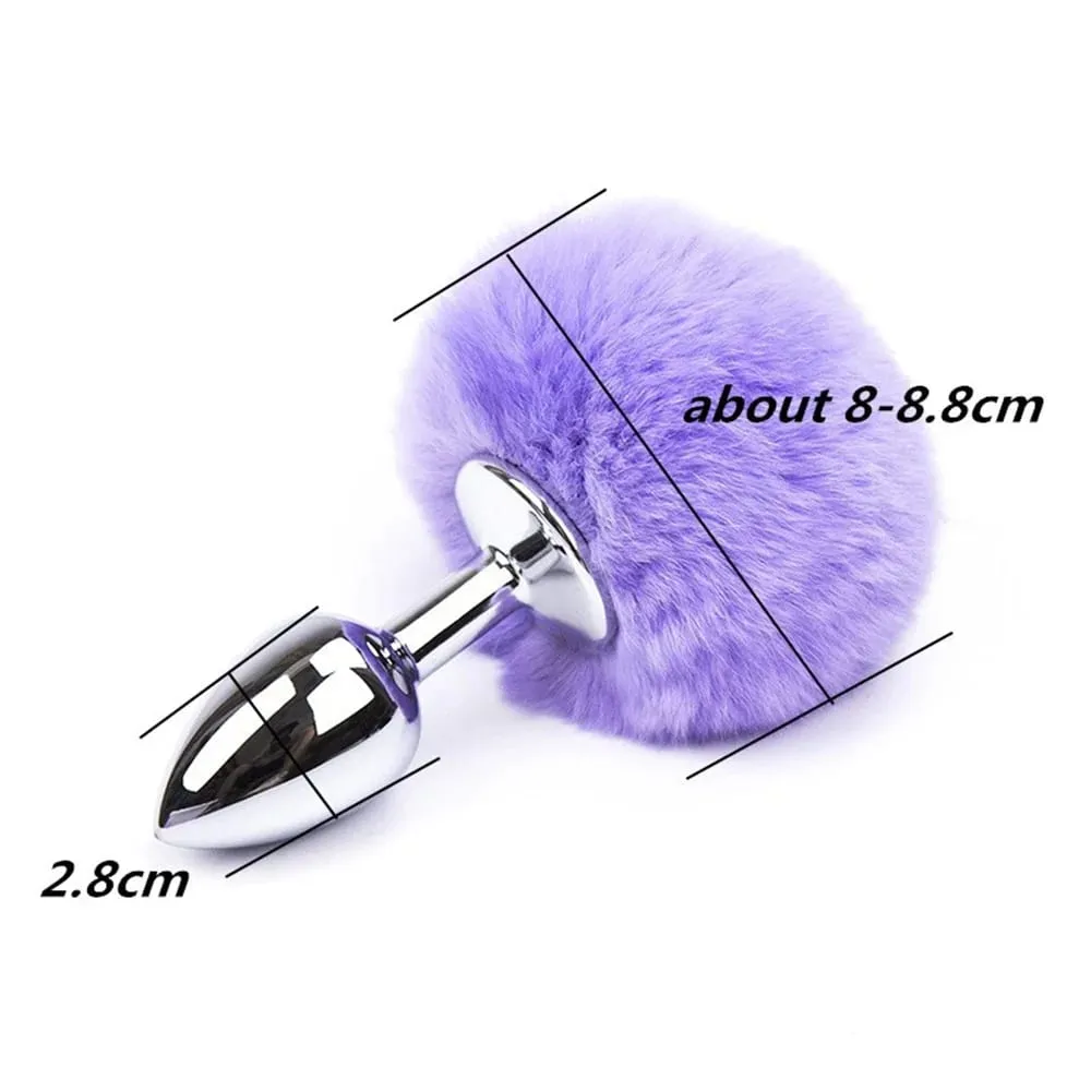 Aço inoxidável coelho cauda metal butt plug anal sexo brinquedo metal pelúcia anal plug massageador brinquedos sexuais para masturbador feminino — image 5