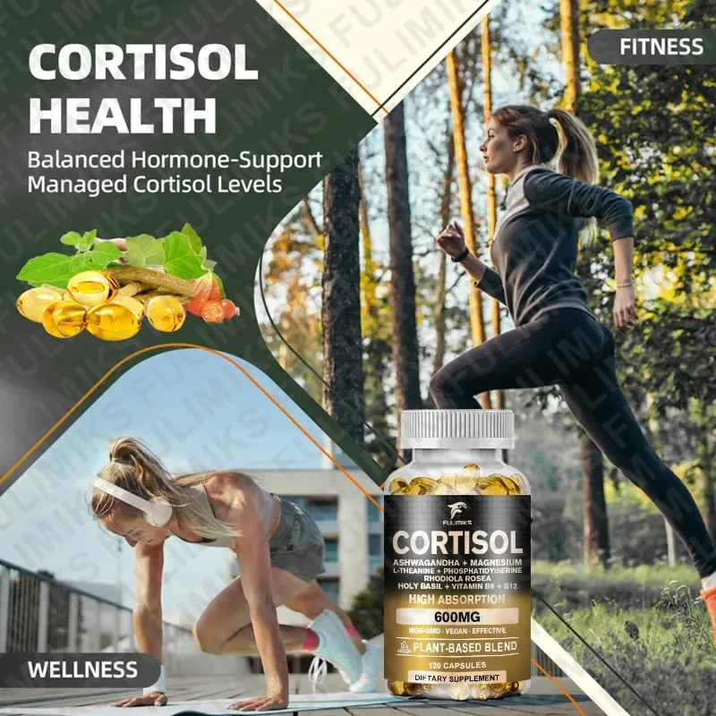 Cortisol Supplement Helig Basilika | Ashwagandha | Rhodiola | L-Theanine Växtbaserad hormonbalans - humörfokus & sömnstöd