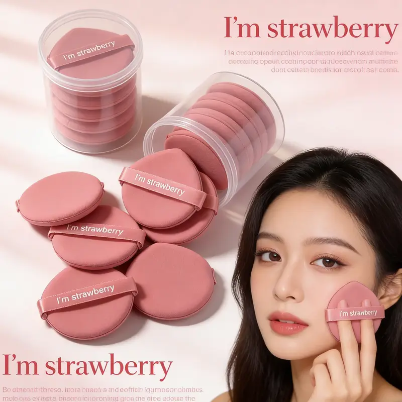 7 Pieces of Pink Drop-Shaped Powder Puff Suitable for Use with Dry Powder to Set Makeup or with Wet Powder for Foundation.