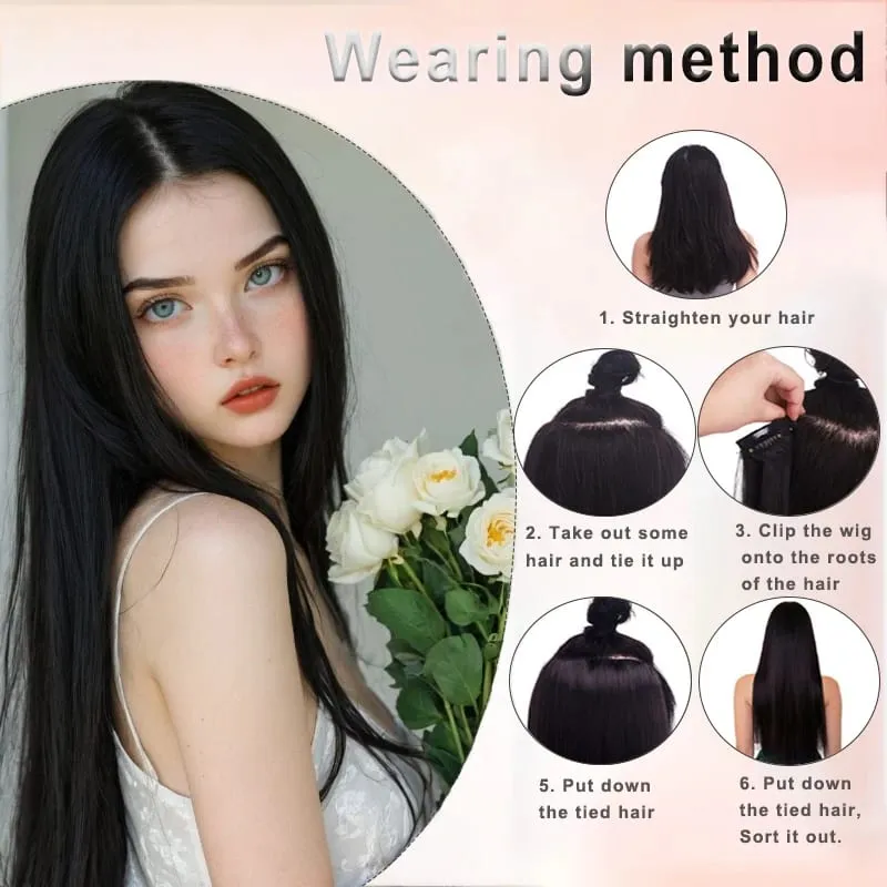 24 Inch Burgundy Straight Long Synthetic Hair Ponytail Extension Suitable For Women — image 6
