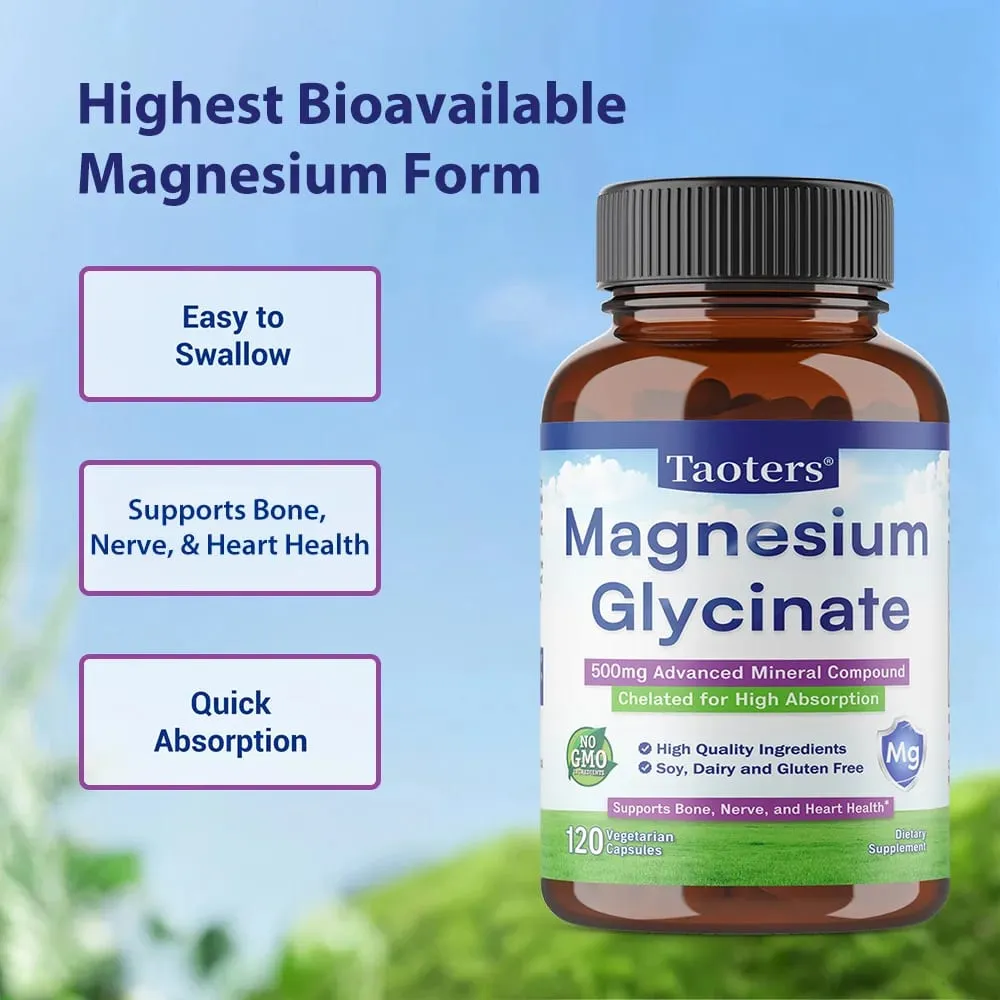 Magnesium Glycinate Capsules 500 Mg of Mineral Chelate To Enhance Absorption and Support Bone Nerve and Heart Health — image 3