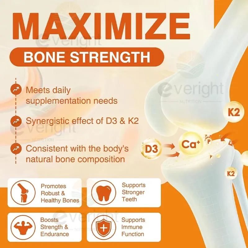 Vitamins D3 + K2 Organic Supplements High Bioavailability - Supports Bone Density Calcium Balance Immunity & Mood Health — image 2