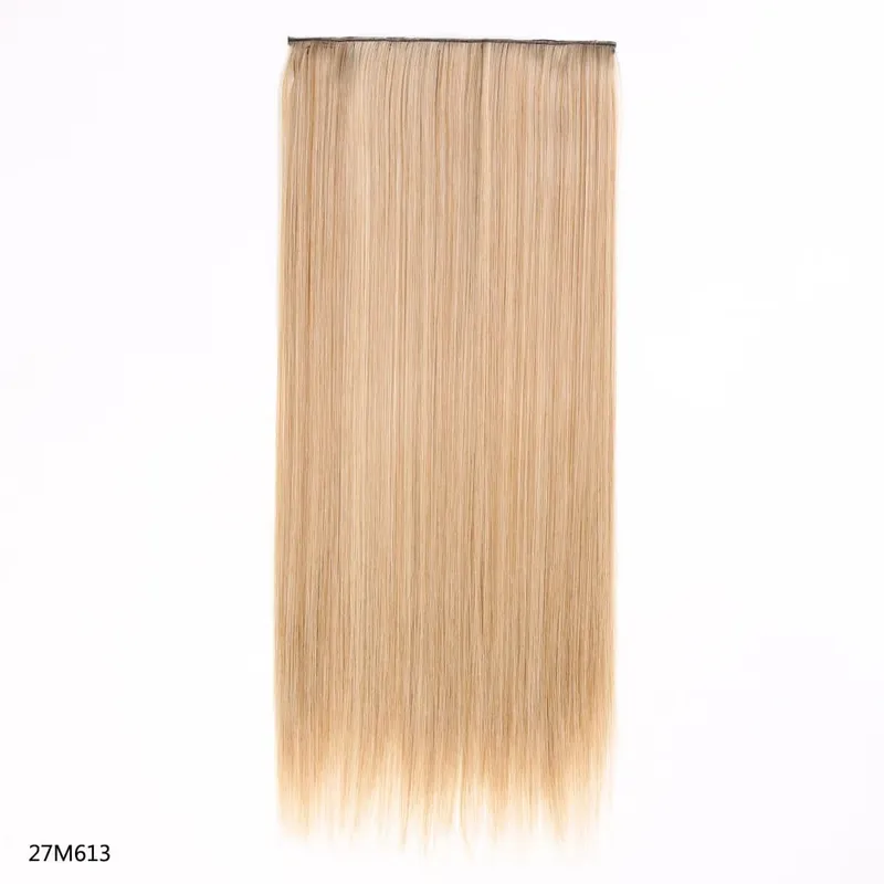 Hairpiece 5-Clips One Piece Clip-In Hair Extension Long Straight Hair Voluminous Natural Soft Synthetic Hair for Women Daily Use