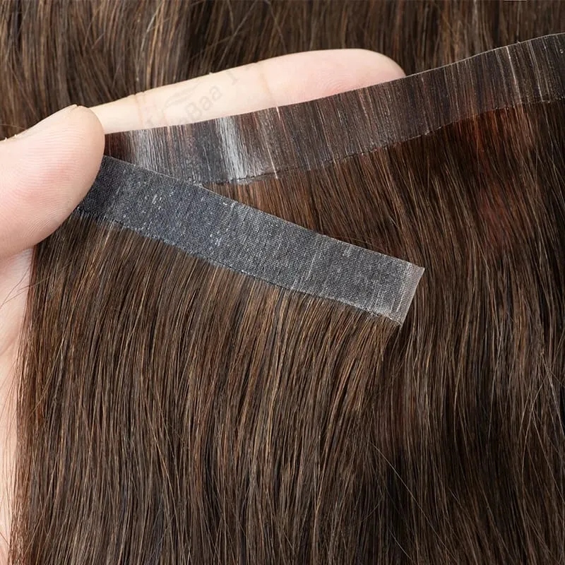 Tape In Weft Hair Extensions Human Hair PU Long Weft Tape In Hair Extensions Real Human Hair Silky Easy to Use Remy 12-20 inch — image 4