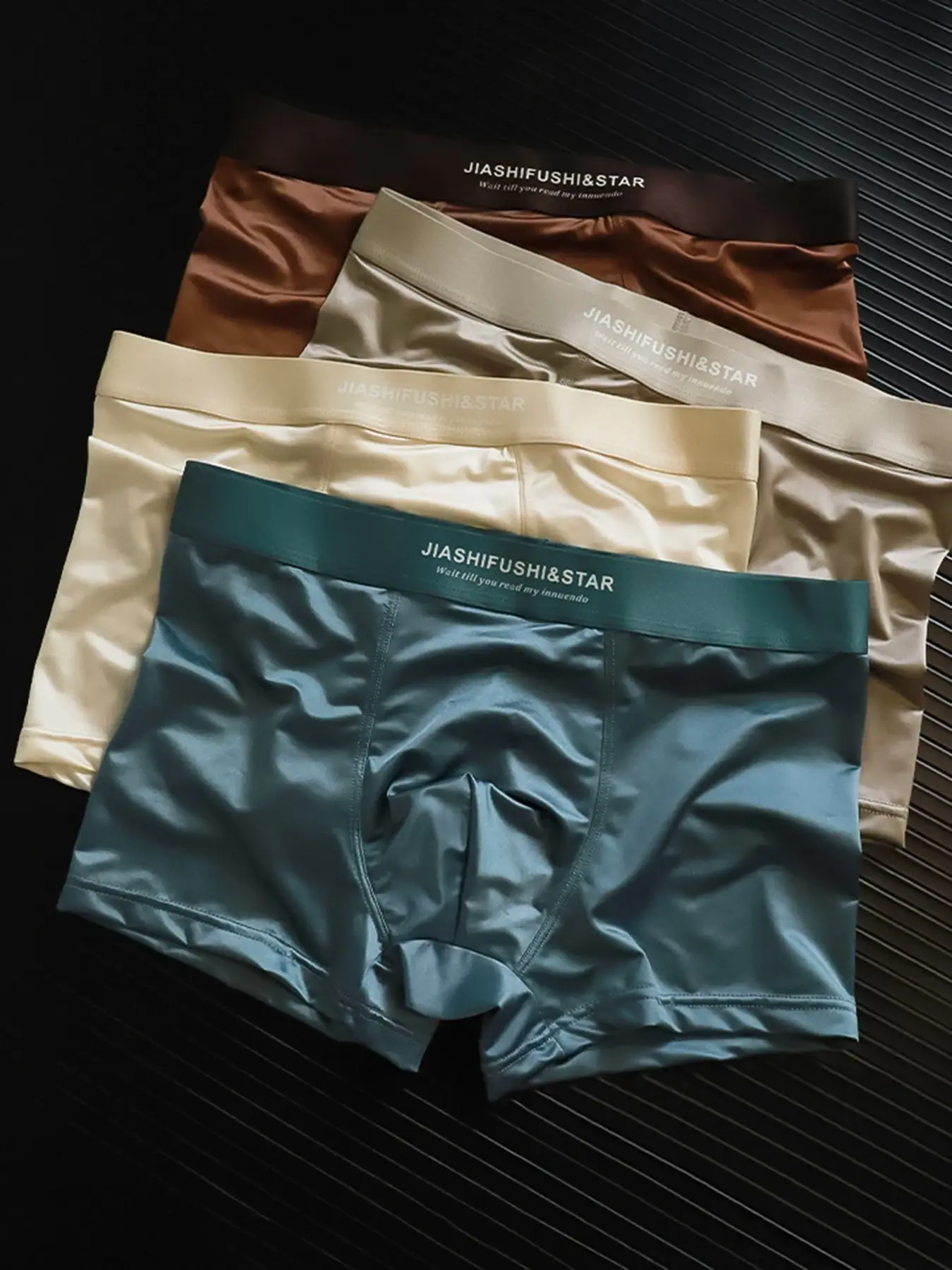4 Pcs/Lot Breathable Men's Fiber Boxing Briefs, Comfortable Breathable Underwear, Medium Stretch Knit Fabric, Solid Color — image 4