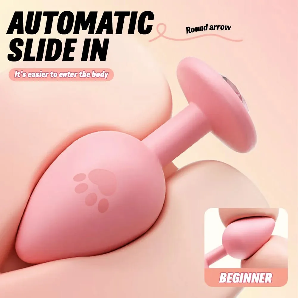 Soft Silicone Anal Plug Cat Paw Pattern 3 Sizes Butt Plug for Woman Men Gay Beginner Crystal Base Sex Toys For Adult Anal Dildo — image 3