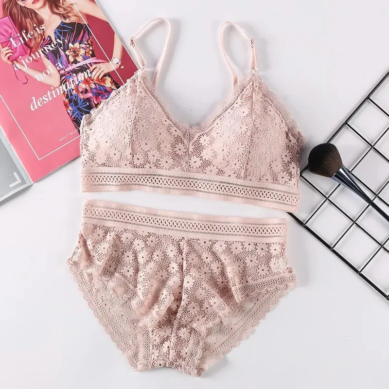 Lingerie feminina push-up sutiã conjunto de roupa interior sexy conjunto de lingerie de renda conjunto de roupa interior feminina sutiã de renda calcinha sem costura — image 8