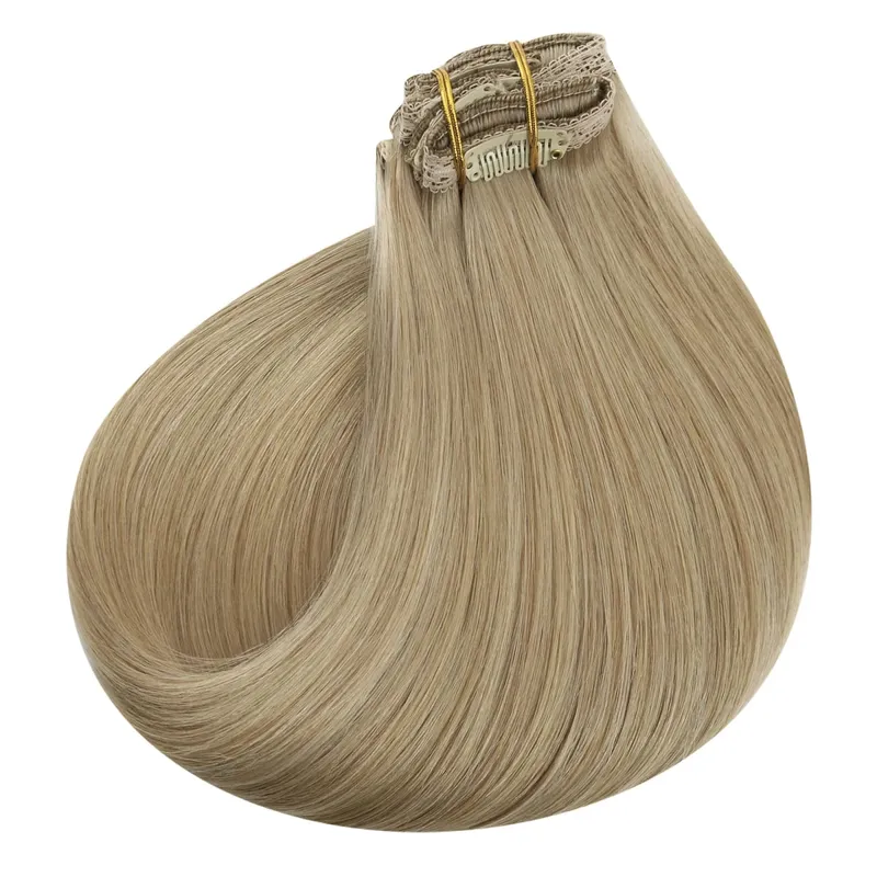 VeSunny Clip In Hair Extensions Human Hair 8 PCS Weft 140G-160G Hair Remy Hair Full Head Clip In Hair Extensions 8 PCS Weft