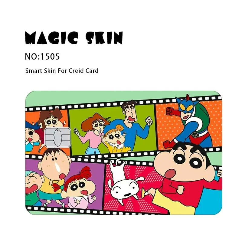 Anime Crayon Shin-Chan Matte Sticker Film Tape Skin for Credit Card Debit Card Cartoon Waterproof Stickers Small Chip Gifts Toys