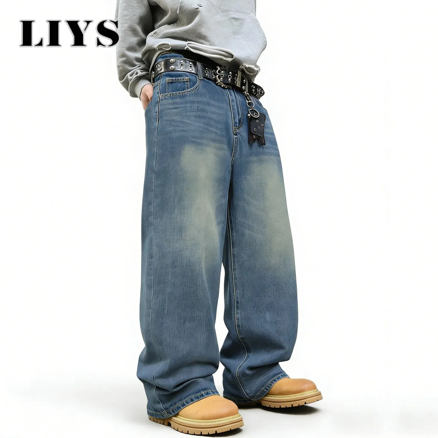 American Retro Men's Women's Ultra Baggy Wide Leg Jeans Four Seasons Street Oversized Fashion Denim Pants Unisex Clothes — image 4