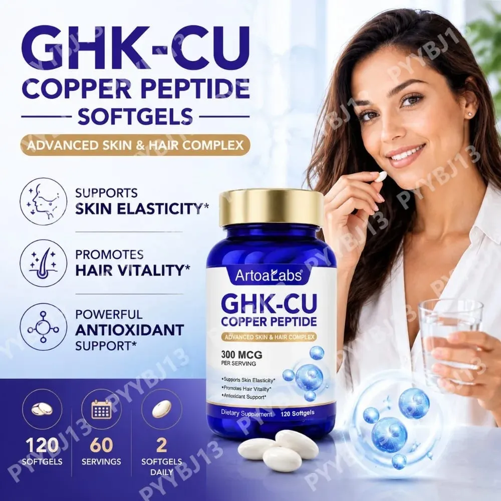 ArtoaLabs GHK-Cu Copper Peptide 300mcg Supplement Advanced Skin Hair Complex with Hyaluronic Acid Biotin Daily Wellness Adluts — image 1