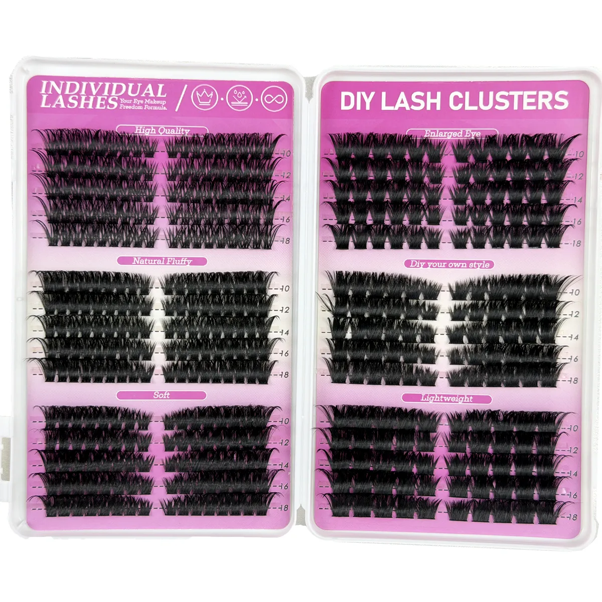 Fluffy Cluster Lashes 3 IN 1 Lash Clusters Extension Cat Eye Lashes&Bottom Lashes Mixed Tray Individual Eyelashes