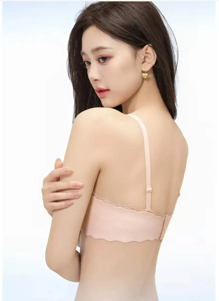 2025 Fashion Lace Thickened One-piece Seamless Push Up Lingerie Small Breast Gathering Comfortable Bra For Women — image 5