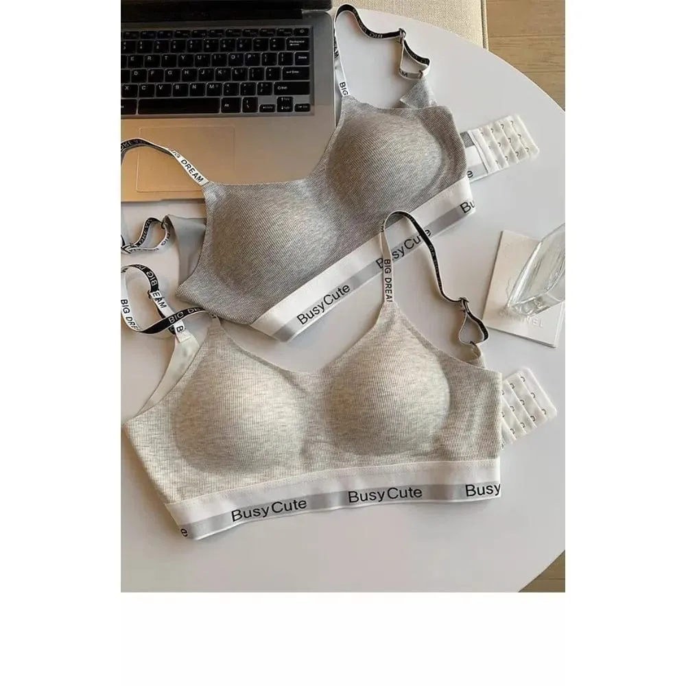 2026 New Letter Seamless Bra Set Wireless Comfort Support Small Bust Lift Anti-Sag Daily Sport Women Lingerie Underwear 32-38ABC — image 5