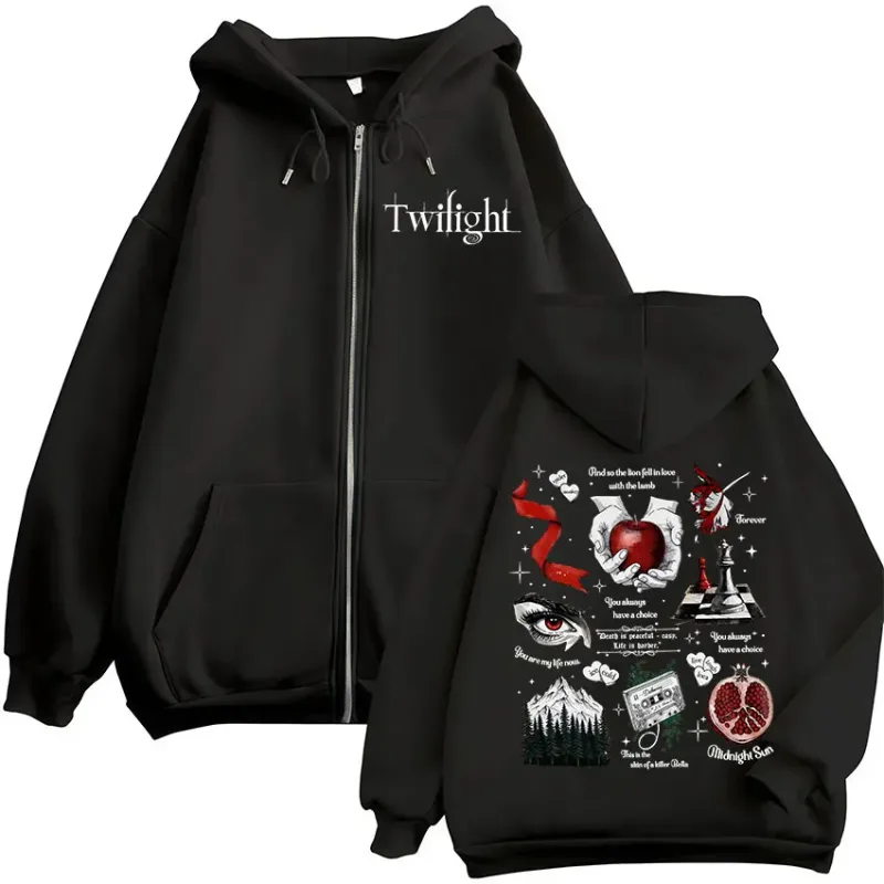 Twilight Vampire Wolf Romance Dragkedja Hoodies Edward Cullen Herr Damkläder Mode Fritidskläder Hip Hop Zip Up Huvtröjor