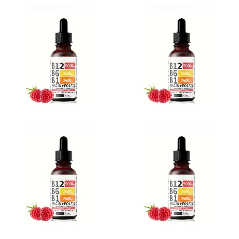 Bitamina B12 Liquid Drops 60ml Raspberry Flavor na may Vitamin B6+B1 Etc Multivitamin Support Energy Recovery at Brain Heart Health — image 10
