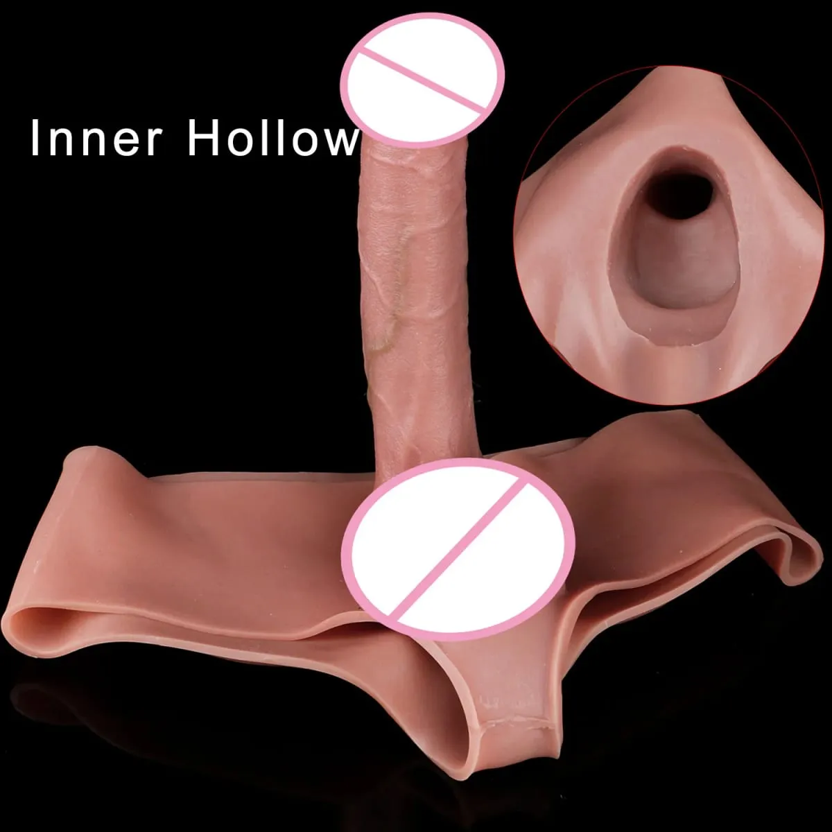 Male Strap-On Long Hollow Dildo Ultra Realistic Penis Extend Sleeve Pants насадка на член Male Cock Cover Sex Toys