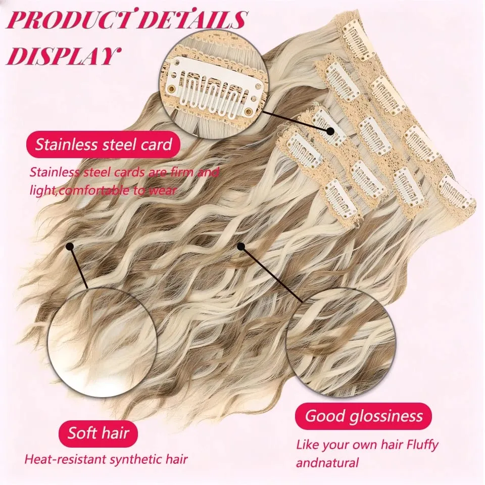12 inch Four Piece Water Ripple Short Roll Clip Hair Extensions Suitable For Women's Daily Gatherings Gestivals And Celebrations — image 4